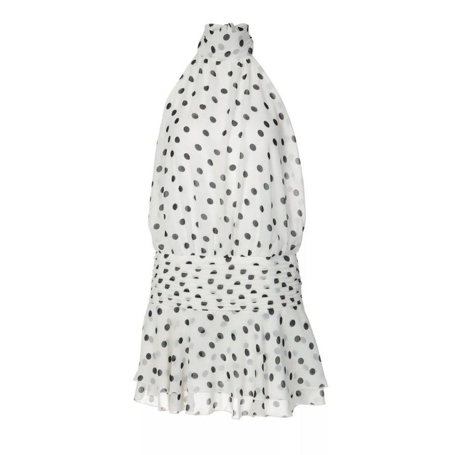 Polka Dot Halter Neck Ruffle Dress Apparel and Accessories
