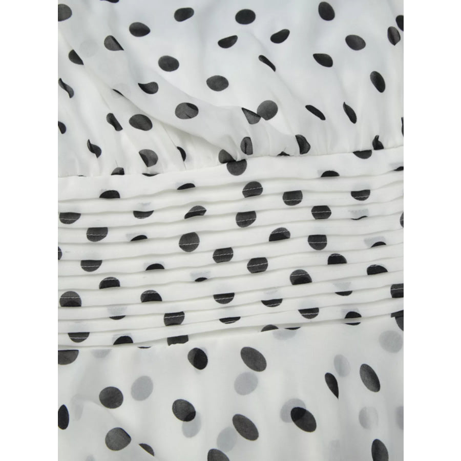Polka Dot Halter Neck Ruffle Dress Apparel and Accessories