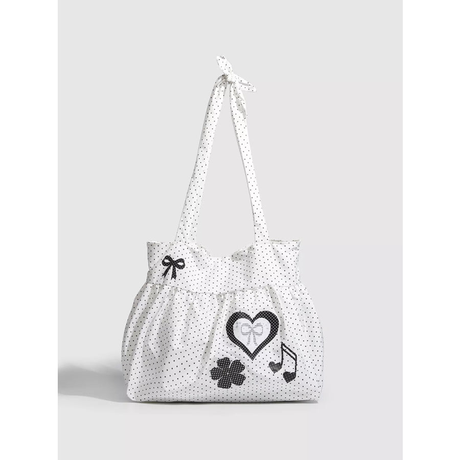 Polka Dot Heart Shoulder Bag Black / One Size Apparel and Accessories