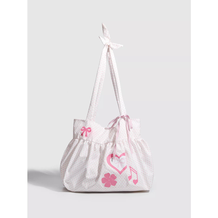 Polka Dot Heart Shoulder Bag Blush Pink / One Size Apparel and Accessories