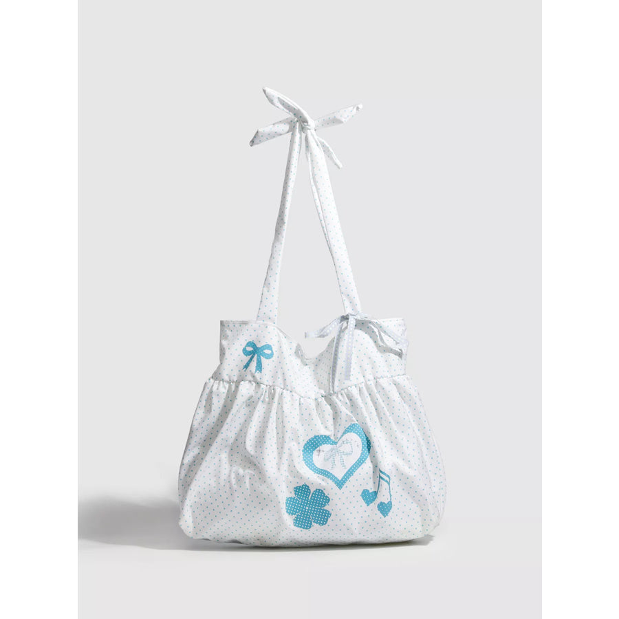 Polka Dot Heart Shoulder Bag Pastel Blue / One Size Apparel and Accessories