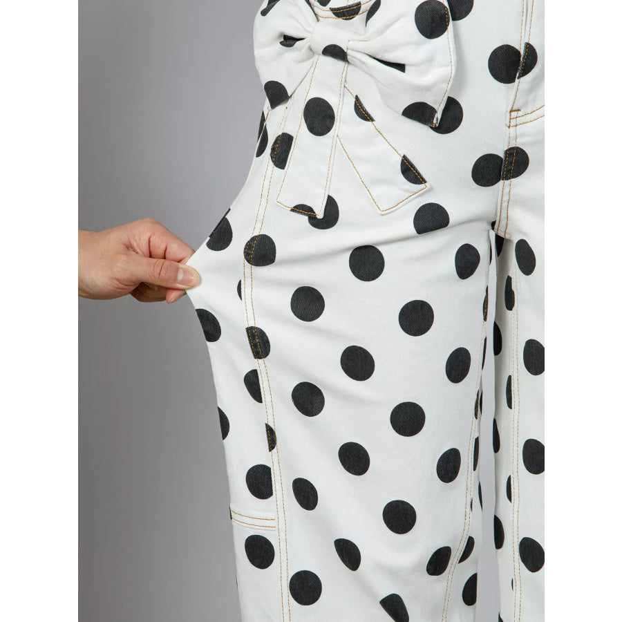 Polka Dot High-Waisted Jeans Apparel and Accessories
