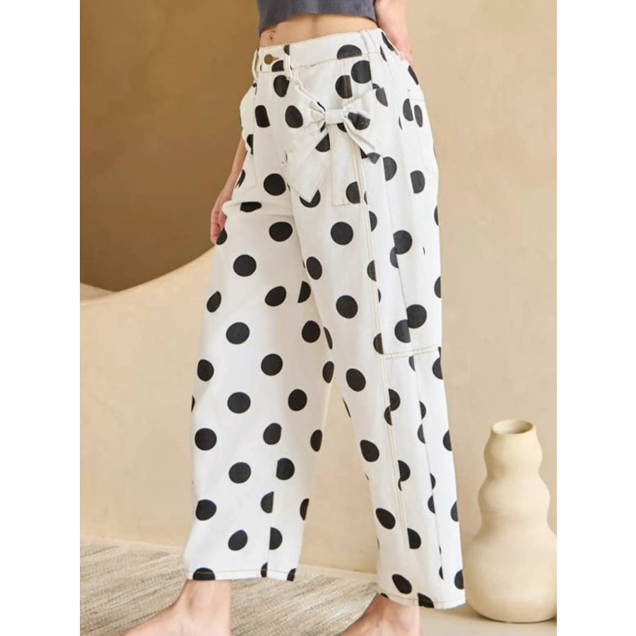 Polka Dot High-Waisted Jeans Apparel and Accessories