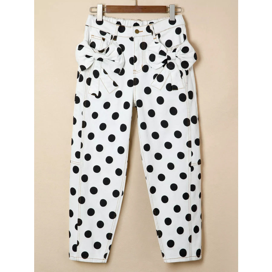 Polka Dot High-Waisted Jeans Apparel and Accessories