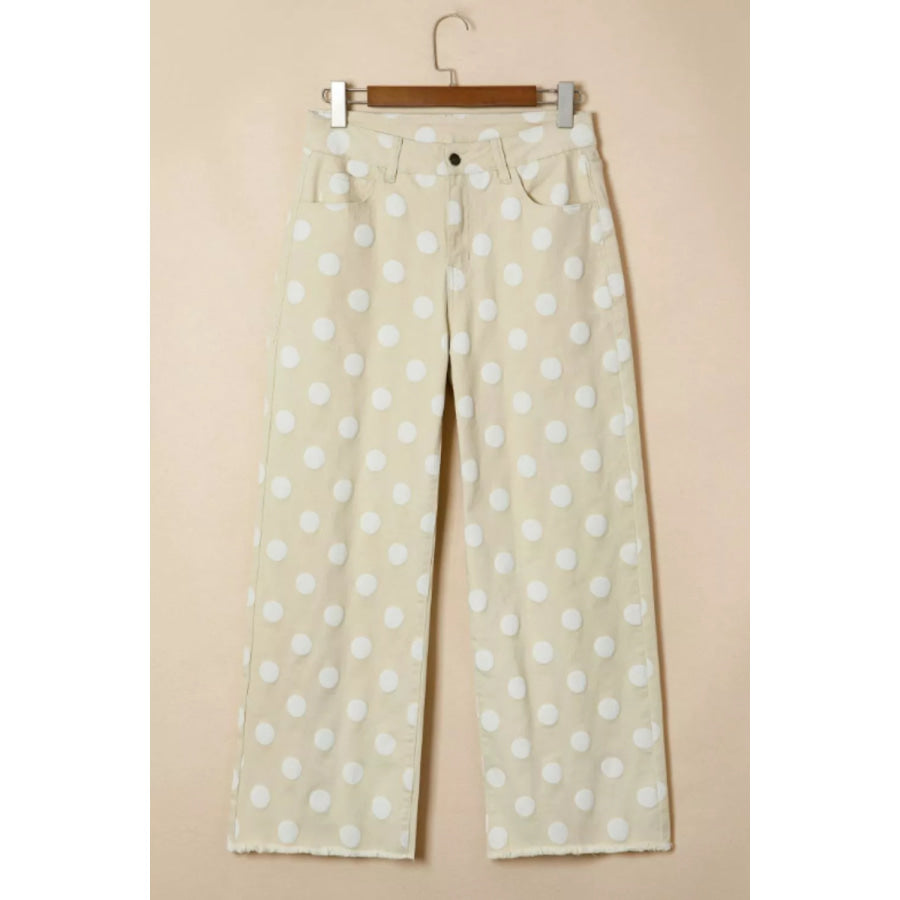 Polka Dot High-Waisted Wide Leg Jeans Apparel and Accessories