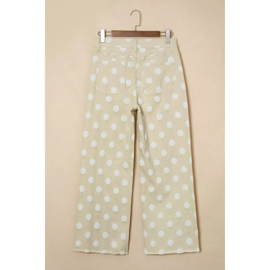 Polka Dot High-Waisted Wide Leg Jeans Apparel and Accessories