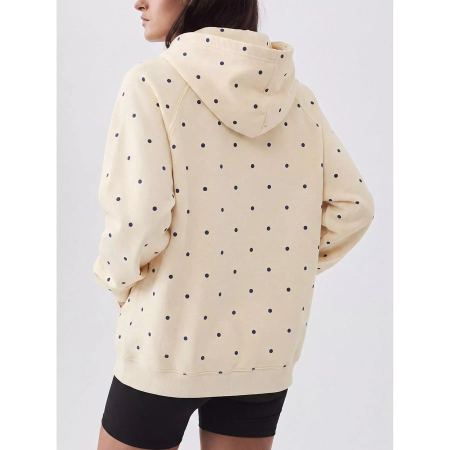 Polka Dot Kangaroo Pocket Hoodie Apparel and Accessories