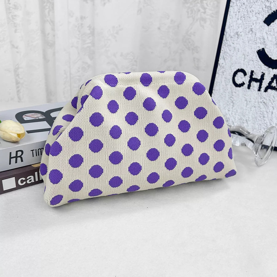 Polka Dot Knit Clutch Blue / One Size Apparel and Accessories