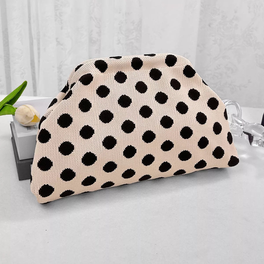 Polka Dot Knit Clutch Cream / One Size Apparel and Accessories