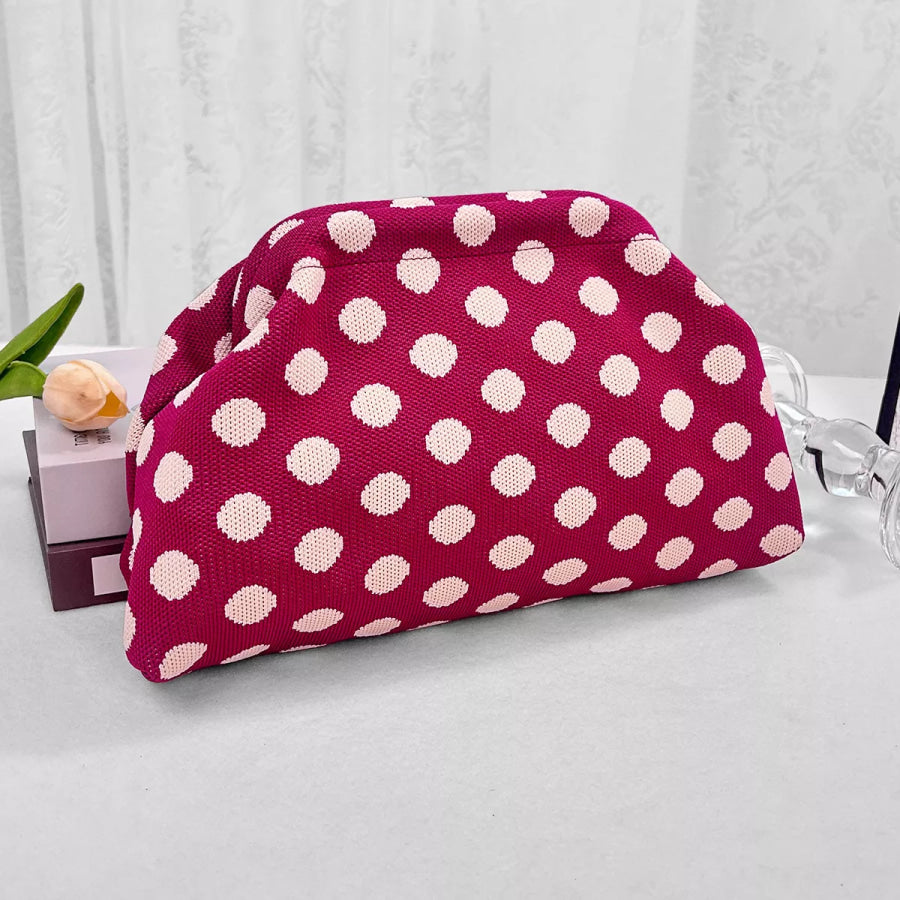 Polka Dot Knit Clutch Red / One Size Apparel and Accessories