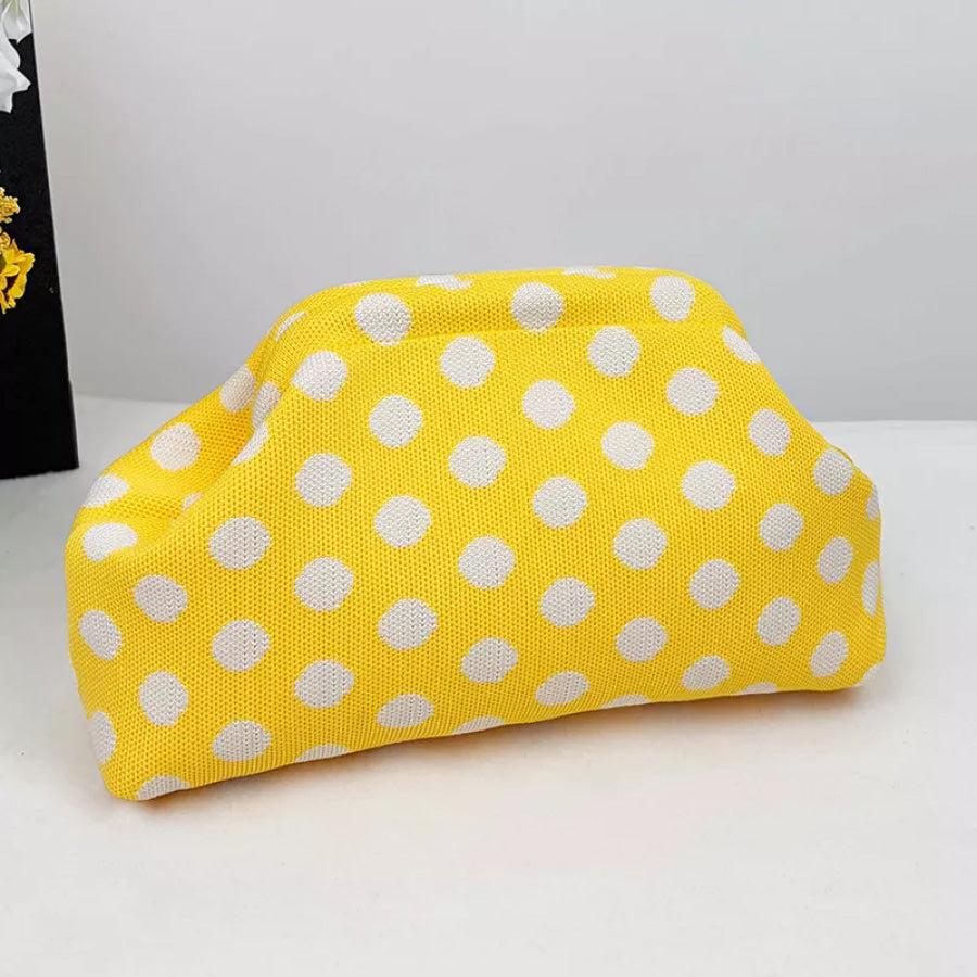 Polka Dot Knit Clutch Yellow / One Size Apparel and Accessories