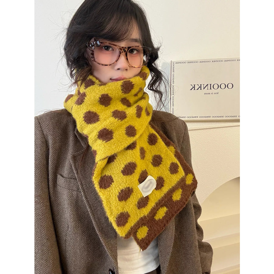 Polka Dot Knitted Scarf Sherbet / ONESIZE Apparel and Accessories