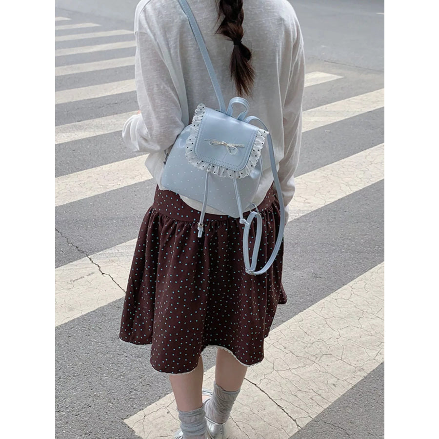 Polka Dot Lace Trim Bowknot Mini Backpack Bag Apparel and Accessories