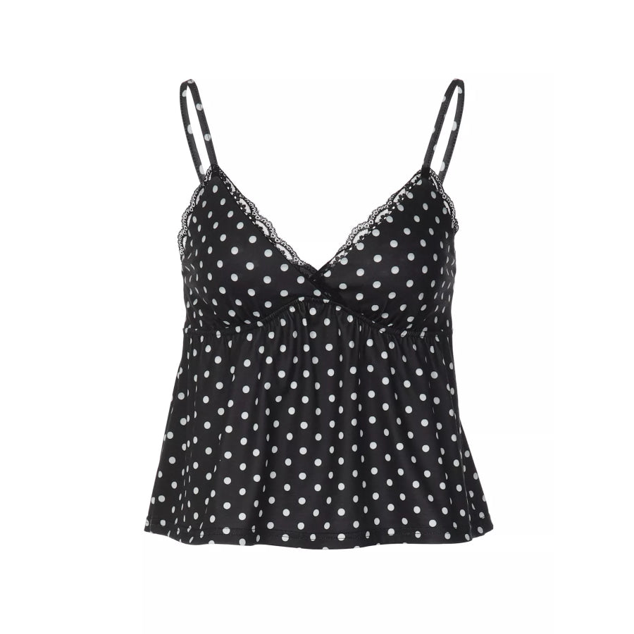 Polka Dot Lace Trim Cami Apparel and Accessories