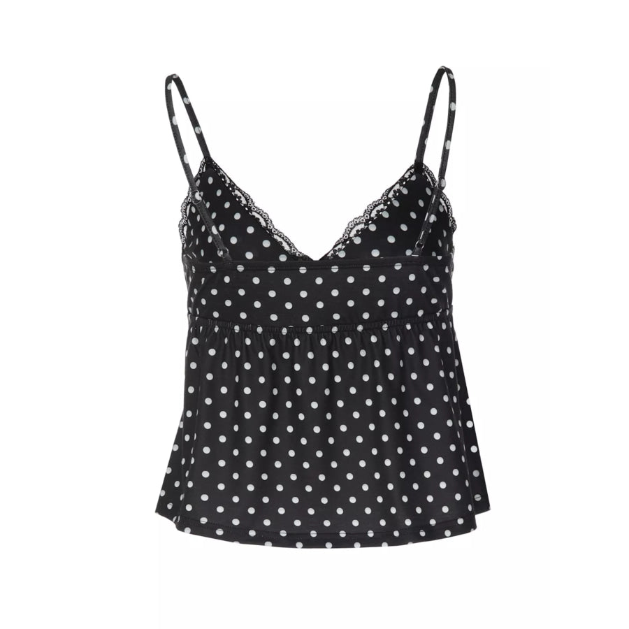 Polka Dot Lace Trim Cami Apparel and Accessories