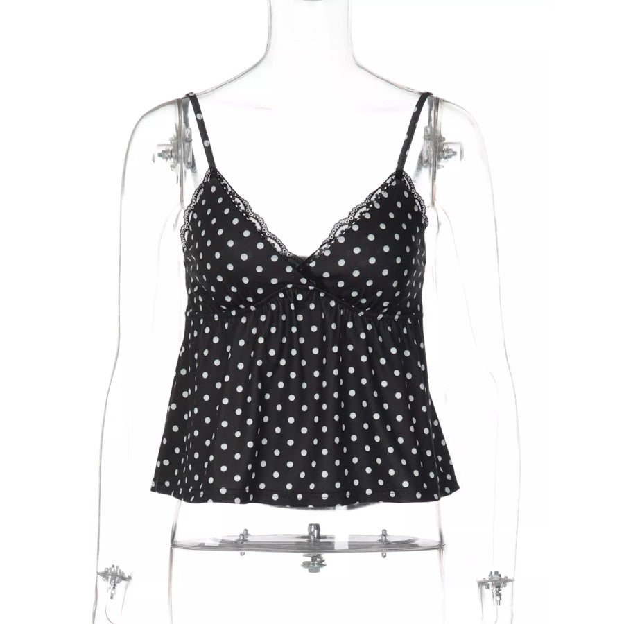 Polka Dot Lace Trim Cami Apparel and Accessories