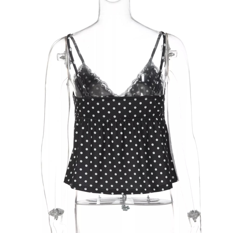 Polka Dot Lace Trim Cami Apparel and Accessories