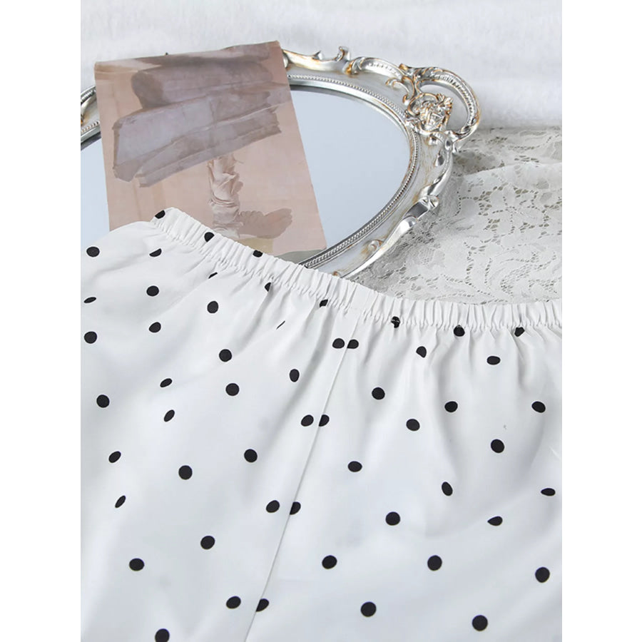 Polka Dot Lace Trim Cami & Cardigan and Shorts Set Apparel and Accessories