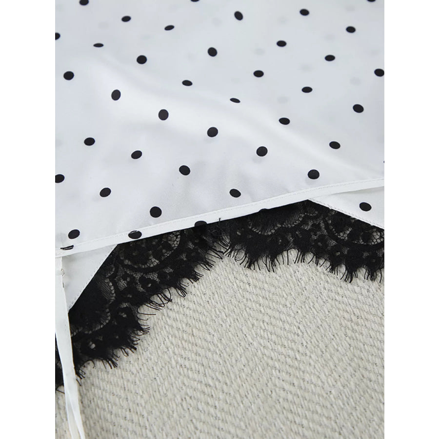 Polka Dot Lace Trim Cami & Cardigan and Shorts Set Apparel and Accessories