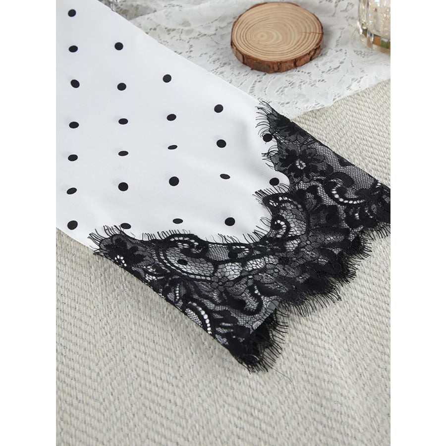 Polka Dot Lace Trim Cami & Cardigan and Shorts Set Apparel and Accessories