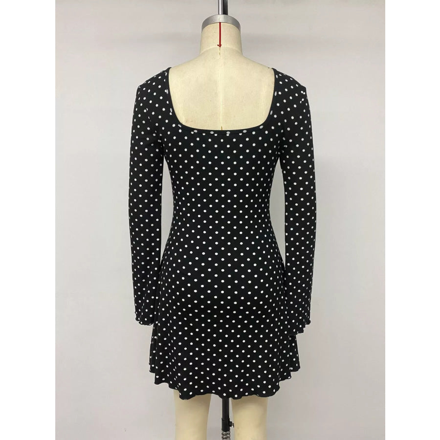 Polka Dot Lace Trimmed V-Neck Mini Dress Apparel and Accessories