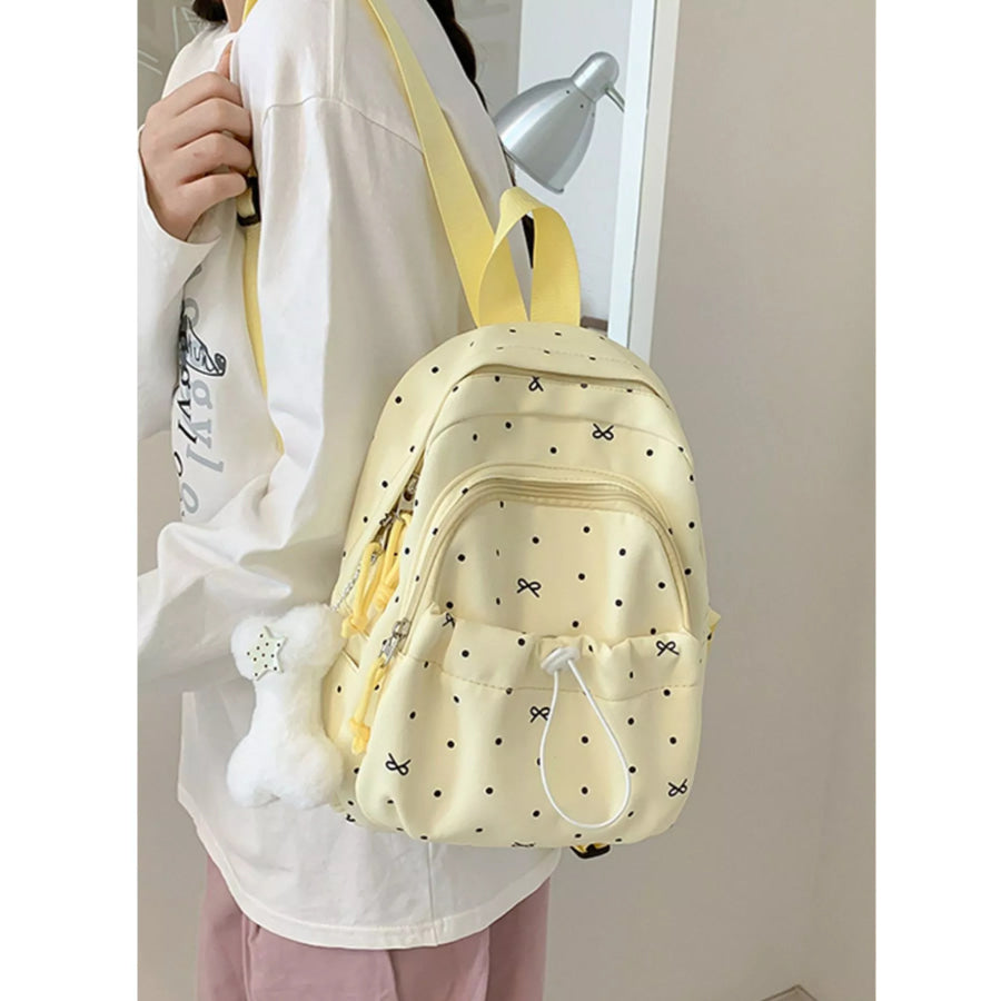 Polka Dot Lightweight Backpack Bag Pastel Yellow / One Size Apparel and Accessories