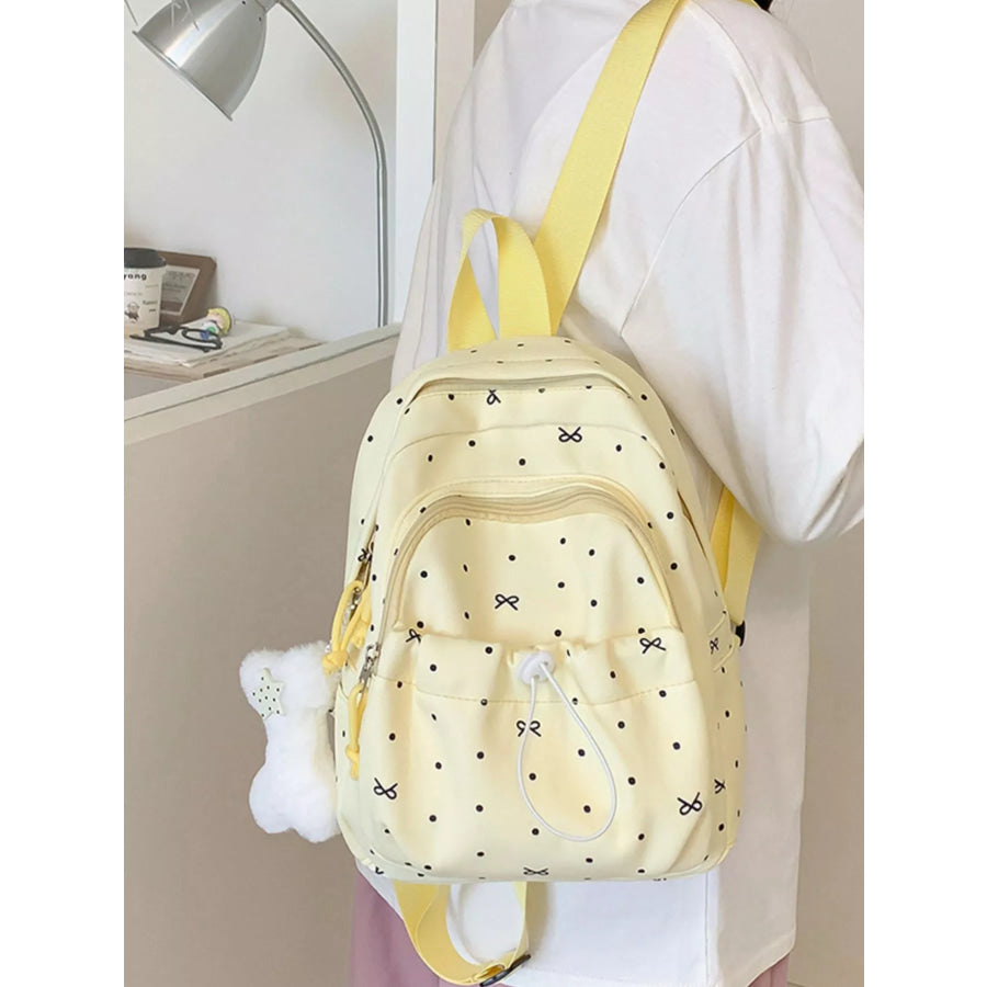 Polka Dot Lightweight Backpack Bag Pastel Yellow / One Size Apparel and Accessories