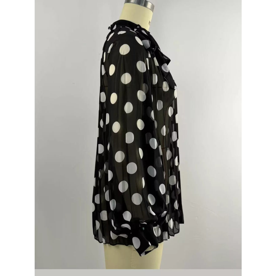 Polka Dot Long Sleeve Blouse Apparel and Accessories