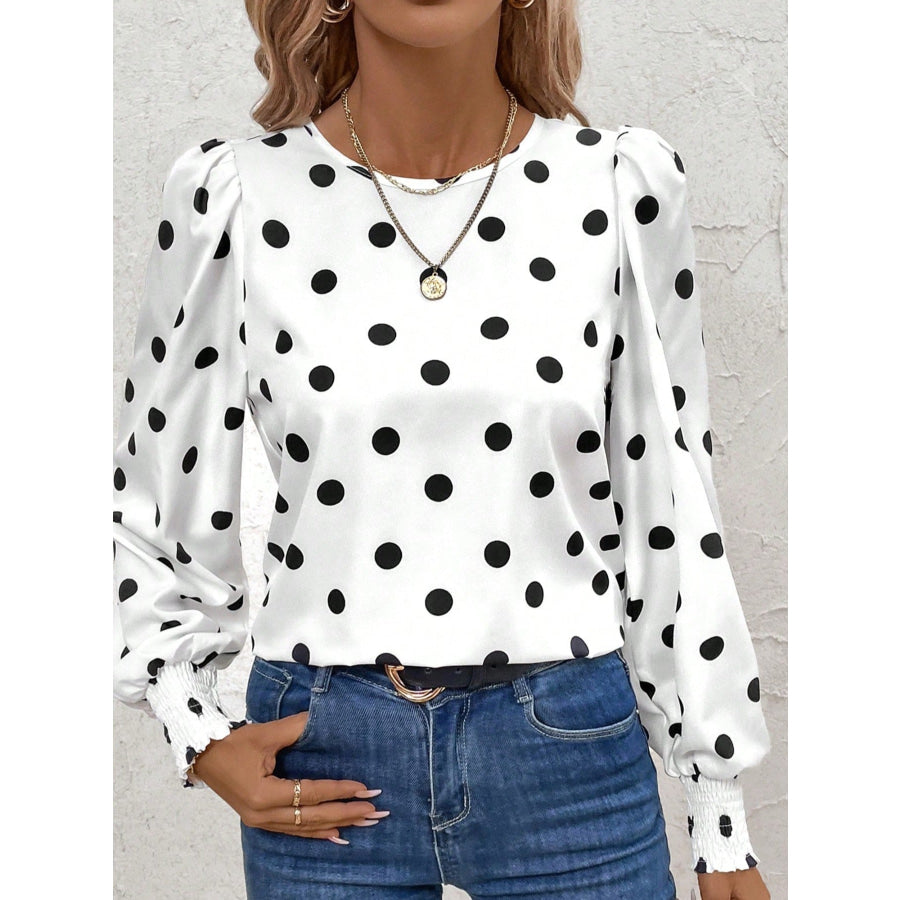 Polka Dot Long Sleeve Blouse Apparel and Accessories