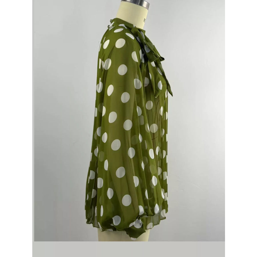 Polka Dot Long Sleeve Blouse Apparel and Accessories