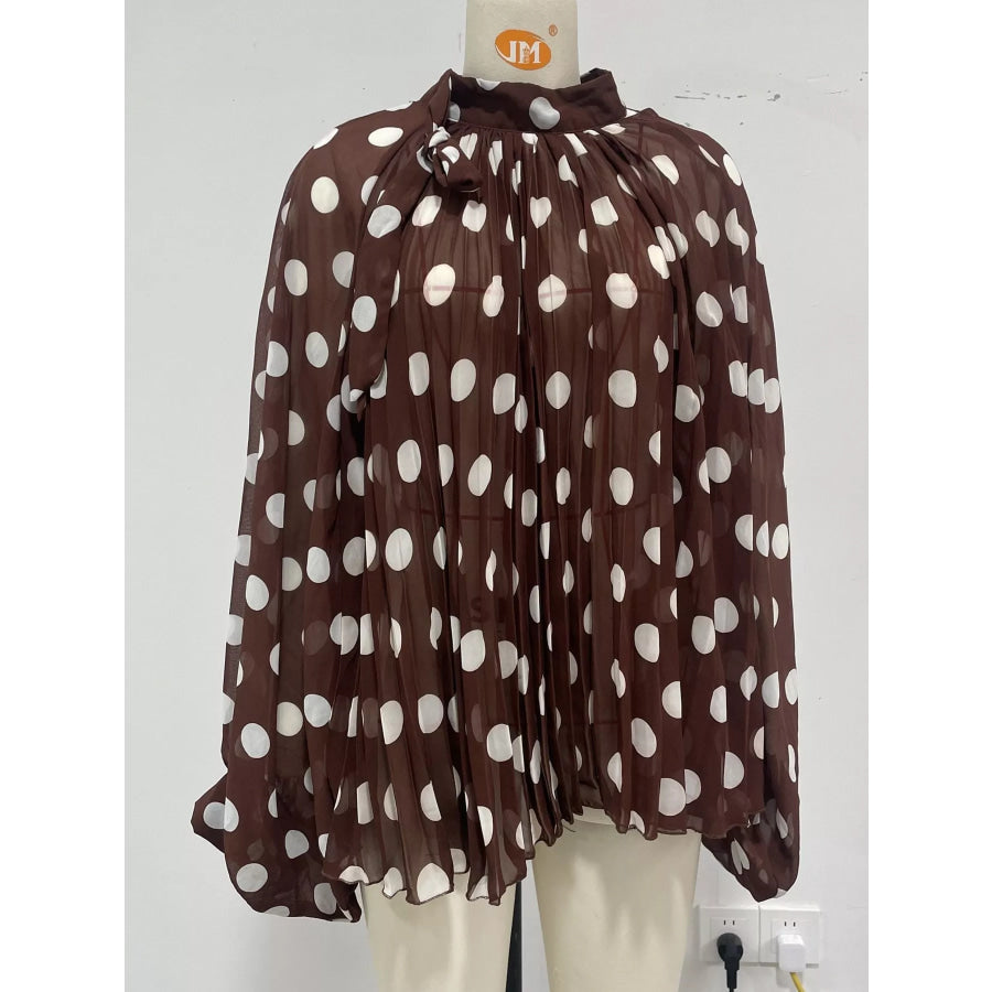Polka Dot Long Sleeve Blouse Apparel and Accessories
