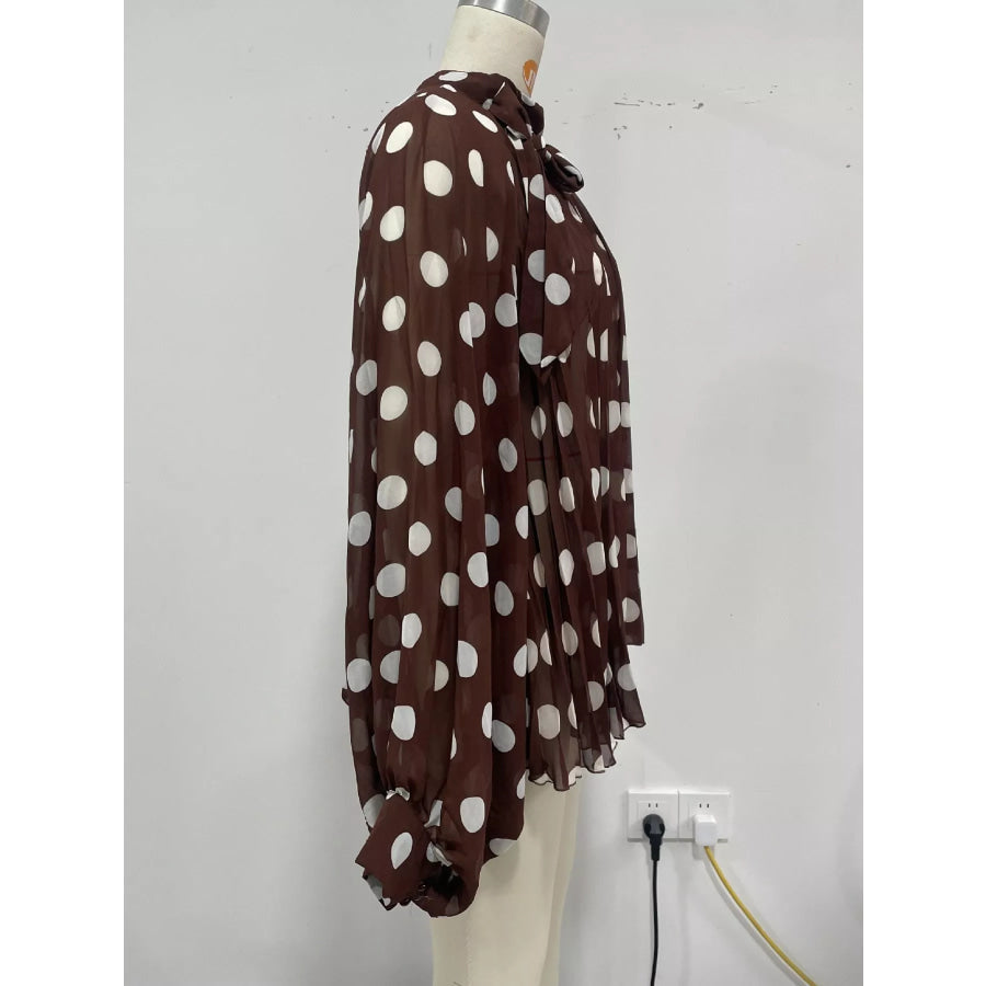 Polka Dot Long Sleeve Blouse Apparel and Accessories