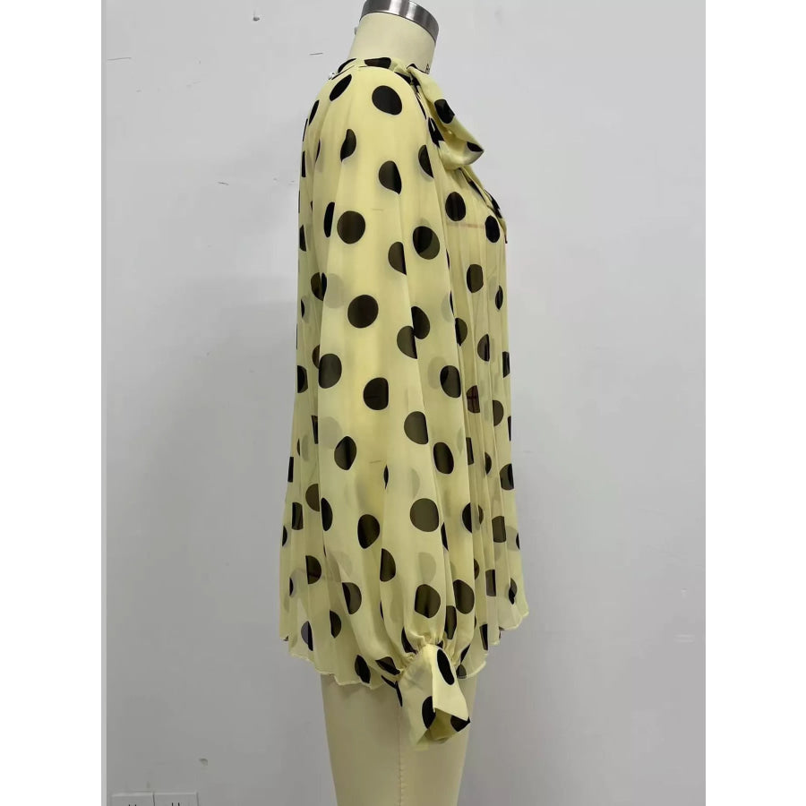 Polka Dot Long Sleeve Blouse Apparel and Accessories