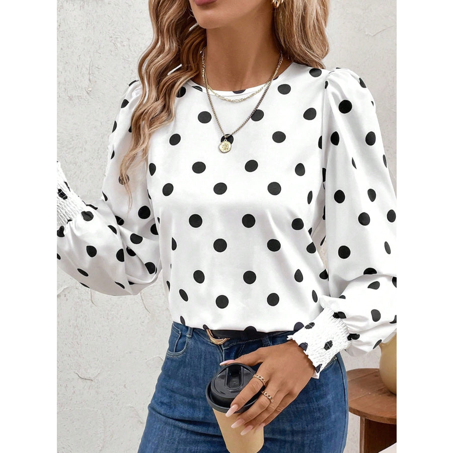 Polka Dot Long Sleeve Blouse Apparel and Accessories