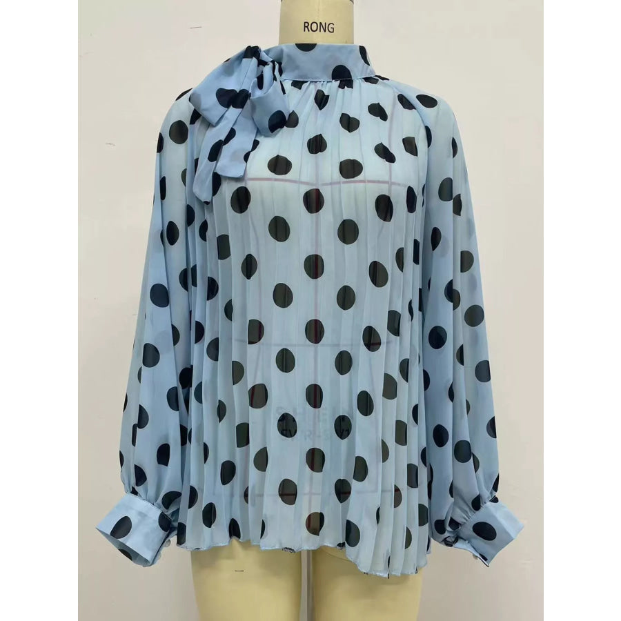Polka Dot Long Sleeve Blouse Apparel and Accessories