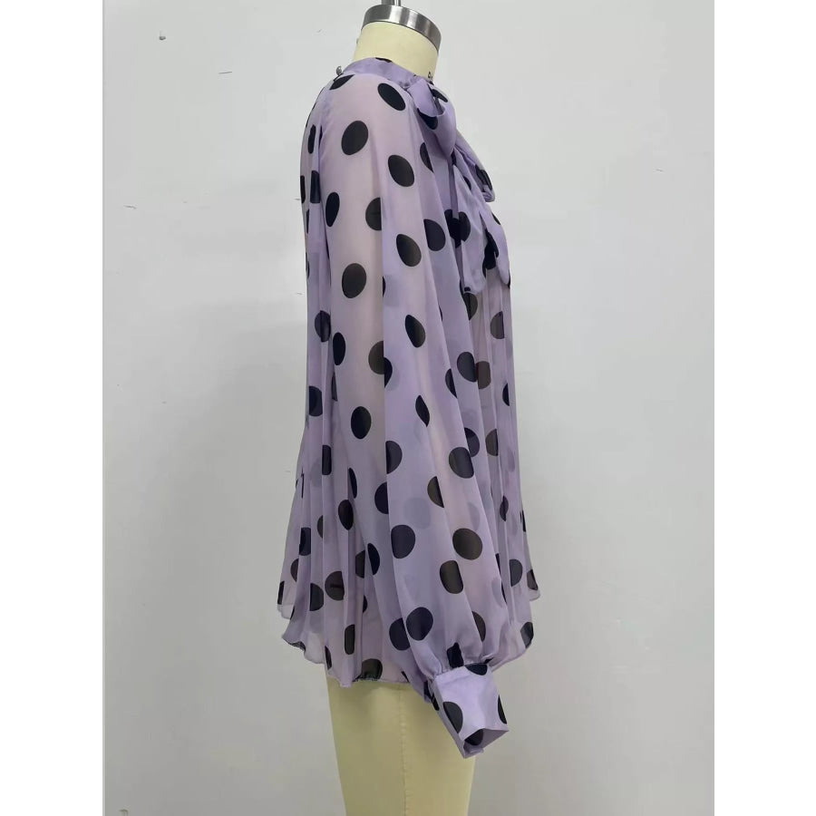 Polka Dot Long Sleeve Blouse Apparel and Accessories