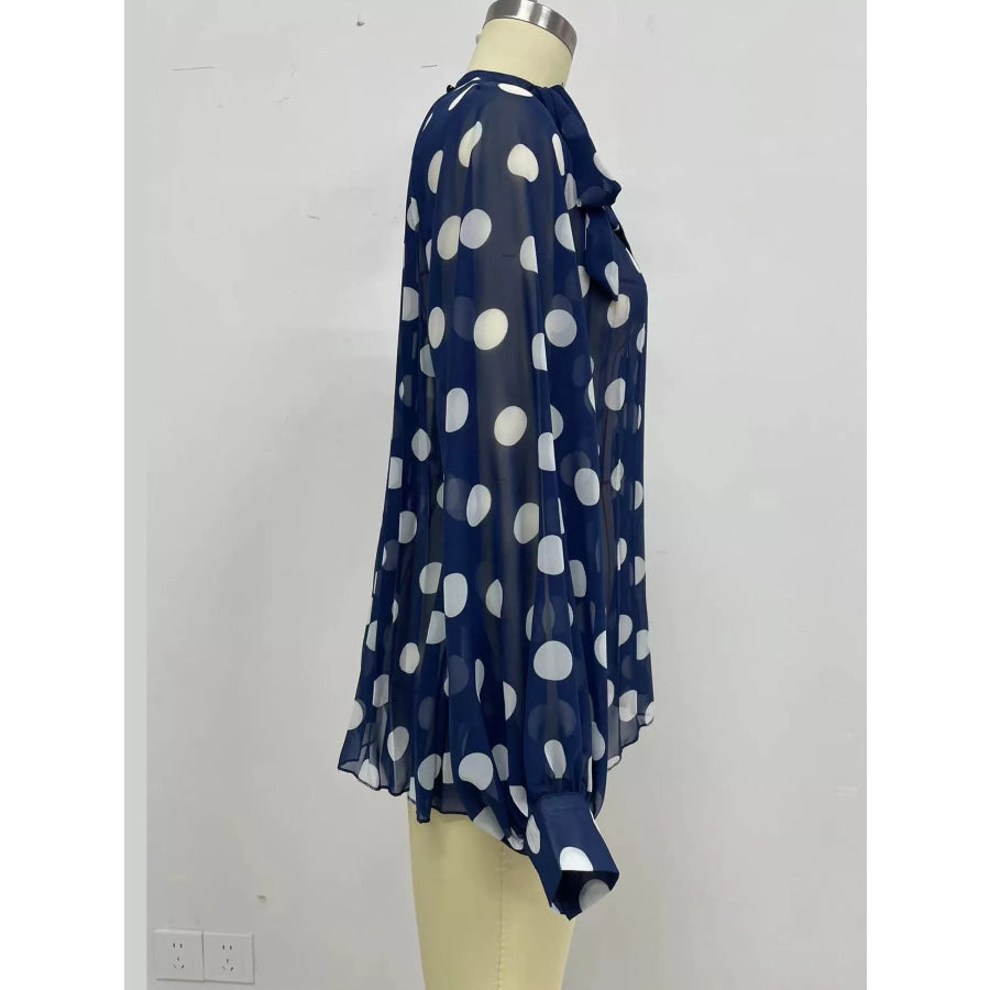 Polka Dot Long Sleeve Blouse Apparel and Accessories
