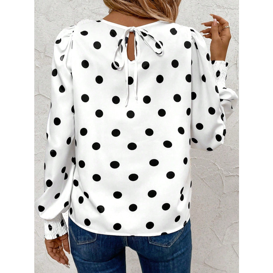 Polka Dot Long Sleeve Blouse Apparel and Accessories