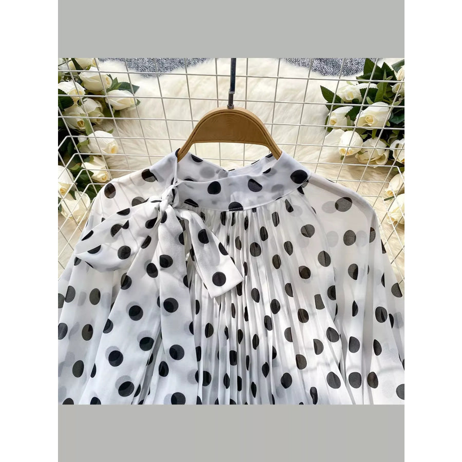 Polka Dot Long Sleeve Blouse Apparel and Accessories