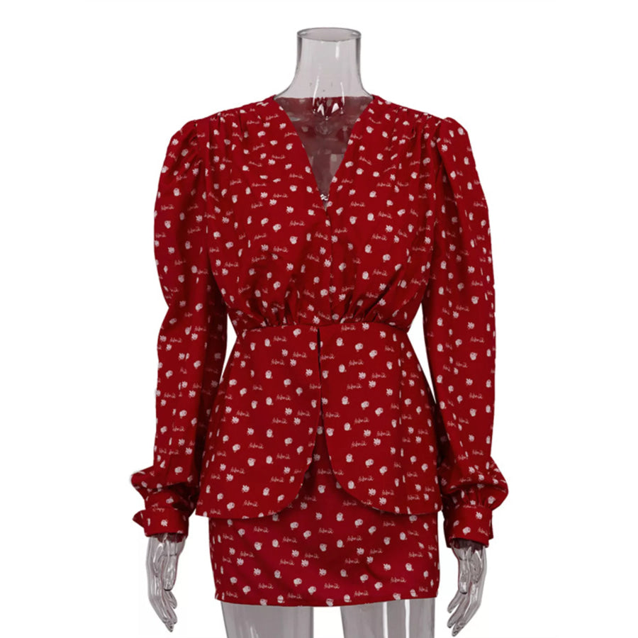 Polka Dot Long Sleeve Layered Dress Apparel and Accessories