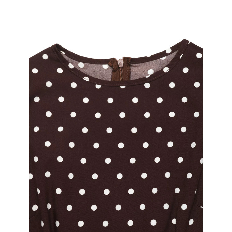 Polka Dot Long Sleeve Maxi Dress Apparel and Accessories