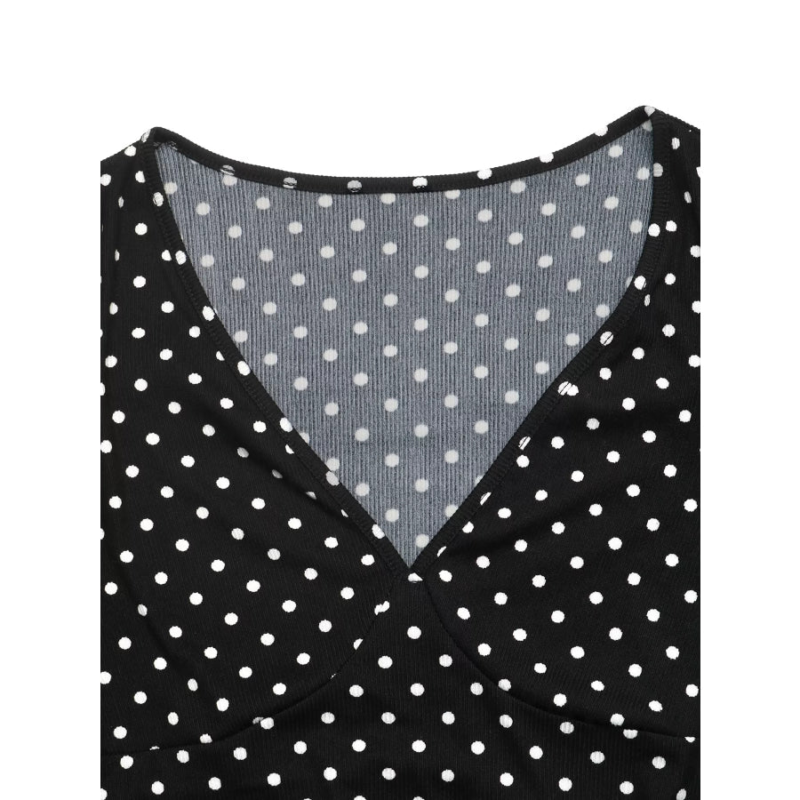 Polka Dot Long Sleeve Ruffle Hem Mini Dress Apparel and Accessories