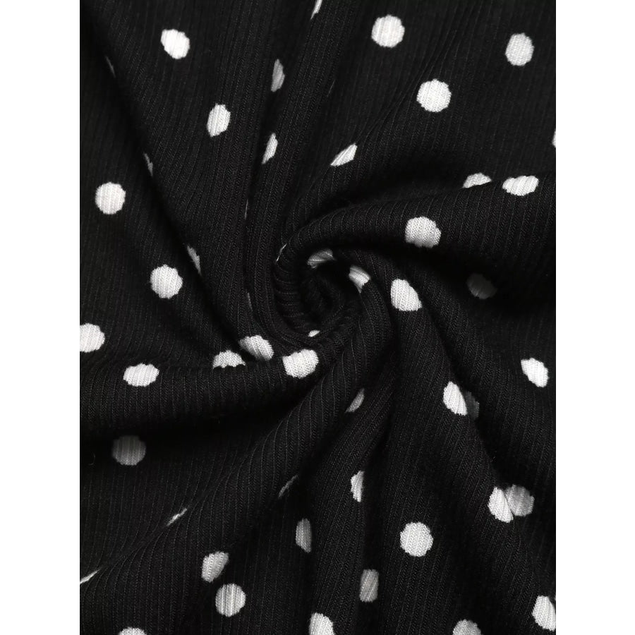 Polka Dot Long Sleeve Ruffle Hem Mini Dress Apparel and Accessories