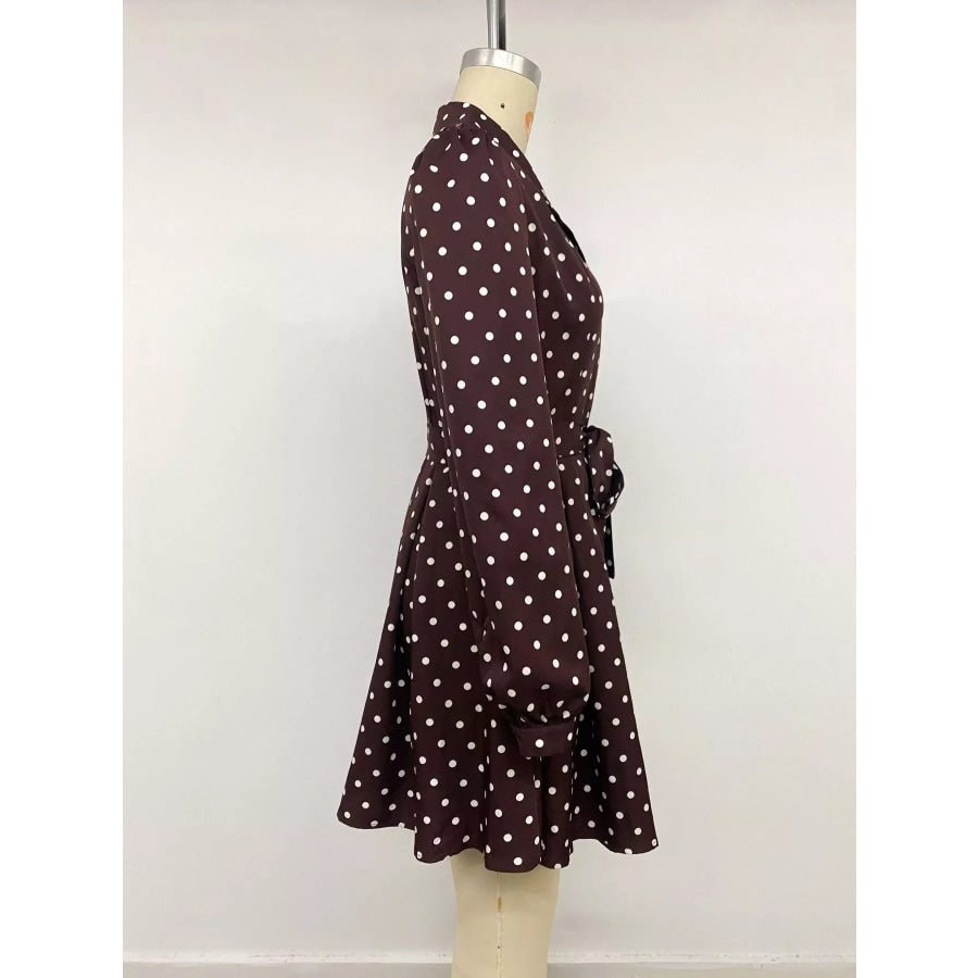 Polka Dot Long Sleeve Shirt Dress Apparel and Accessories