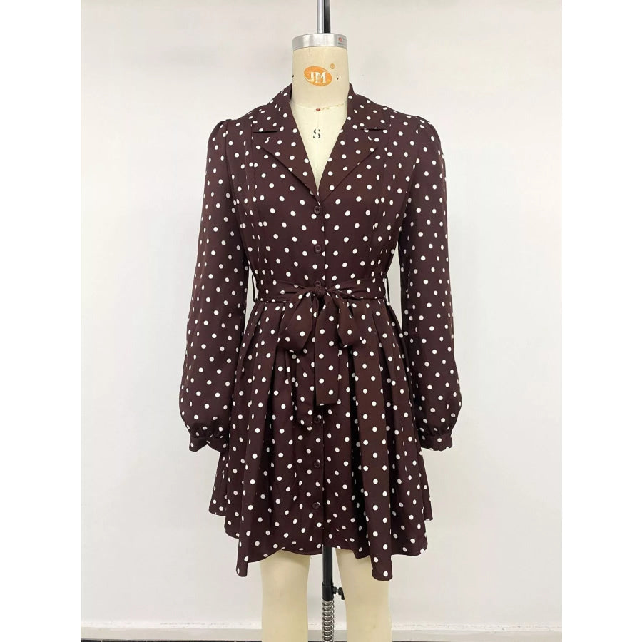 Polka Dot Long Sleeve Shirt Dress Apparel and Accessories