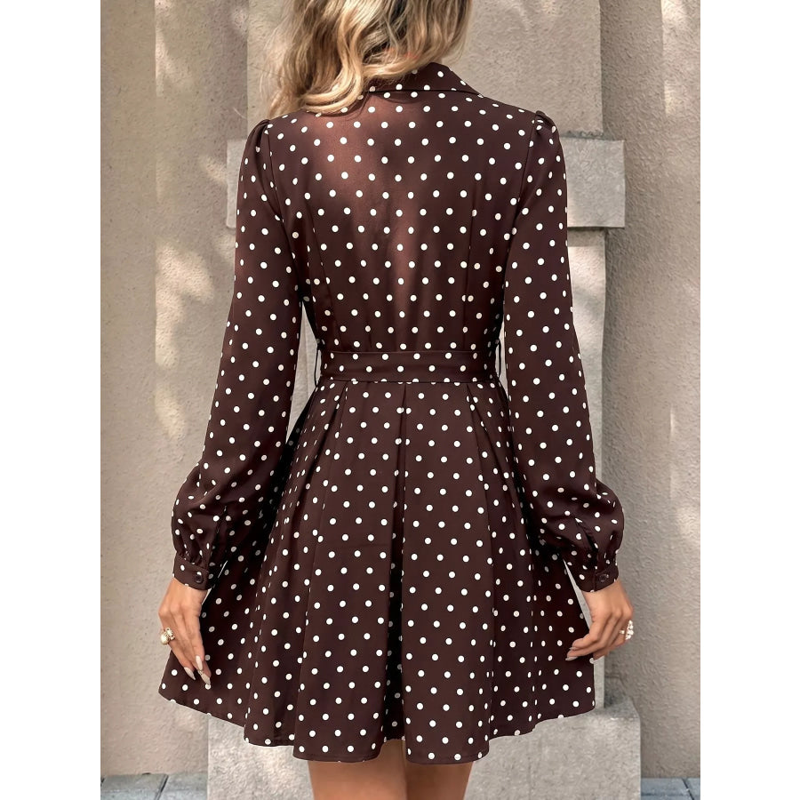 Polka Dot Long Sleeve Shirt Dress Apparel and Accessories