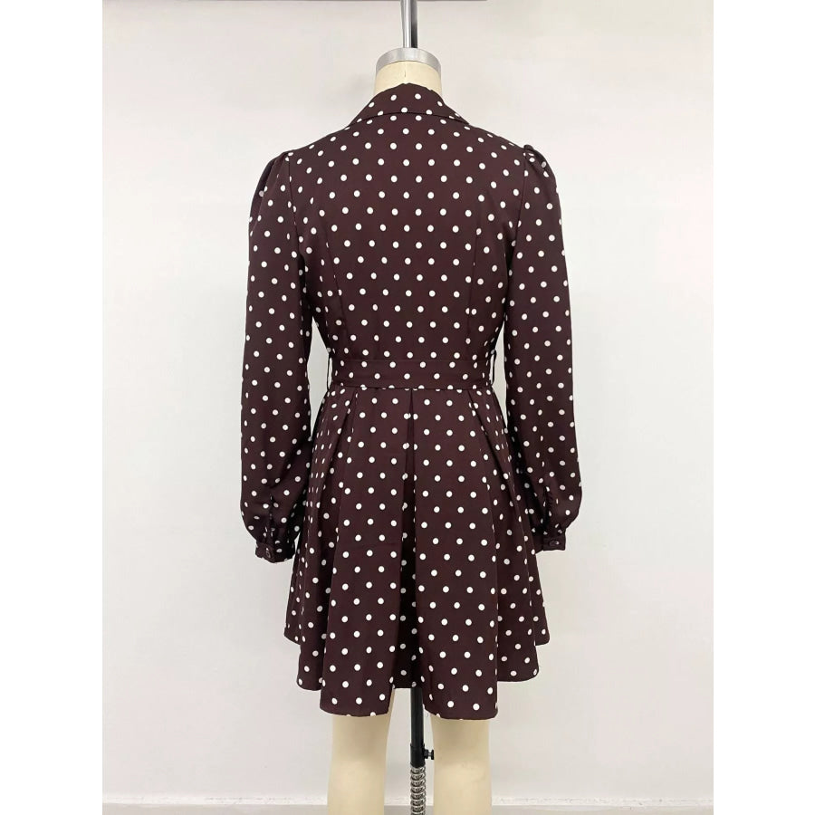 Polka Dot Long Sleeve Shirt Dress Apparel and Accessories