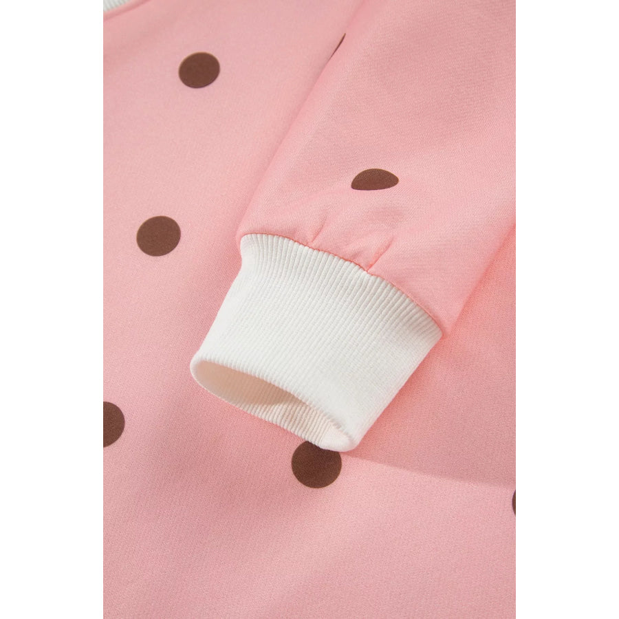 Polka Dot Long Sleeve Sweatshirt and Shorts Lounge Set Apparel Accessories