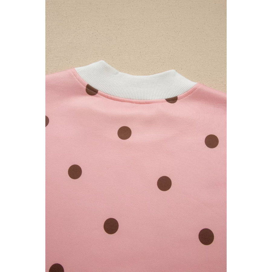 Polka Dot Long Sleeve Sweatshirt and Shorts Lounge Set Apparel Accessories