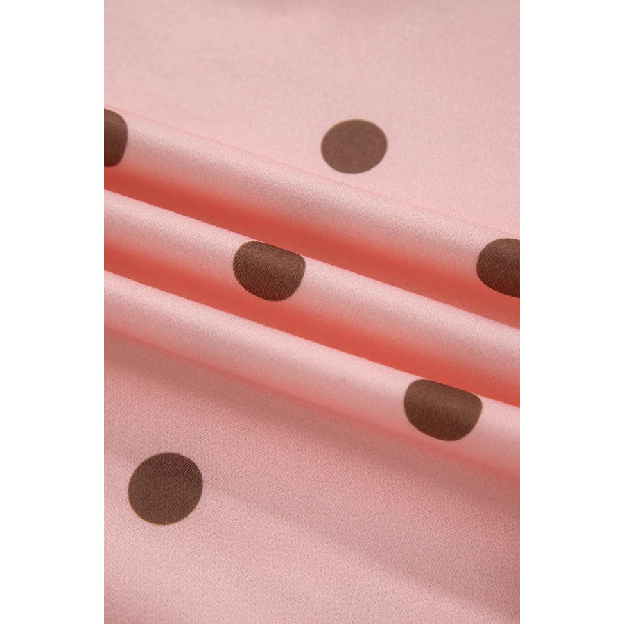 Polka Dot Long Sleeve Sweatshirt and Shorts Lounge Set Apparel Accessories